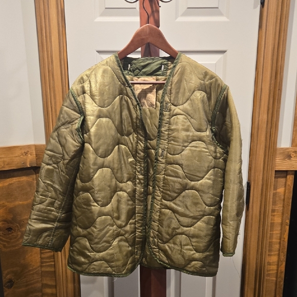 Olive Green Quilted Army Jacket Liner Insert - Picture 1 of 7